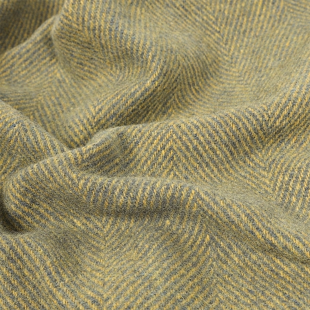 Highland Wool Blend Herringbone Blanket Navy Blue Ochre Yellow